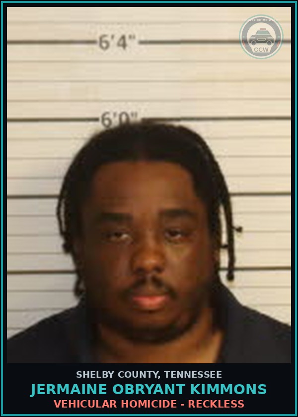 Booking mugshot of JERMAINE OBRYANT KIMMONS in Shelby County