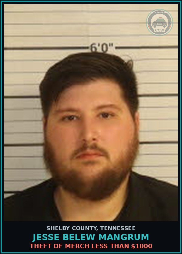 Booking mugshot of JESSE BELEW MANGRUM in Shelby County
