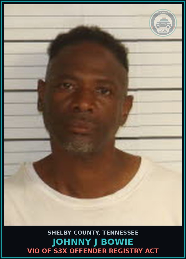 Booking mugshot of JOHNNY J BOWIE in Shelby County