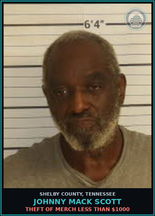 Booking mugshot of JOHNNY MACK SCOTT in Shelby County