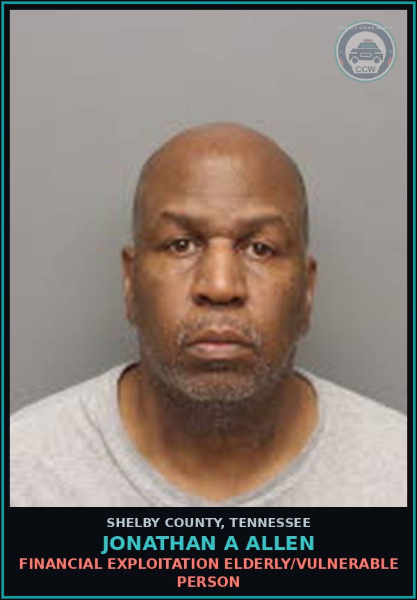 Booking mugshot of JONATHAN A ALLEN in Shelby County