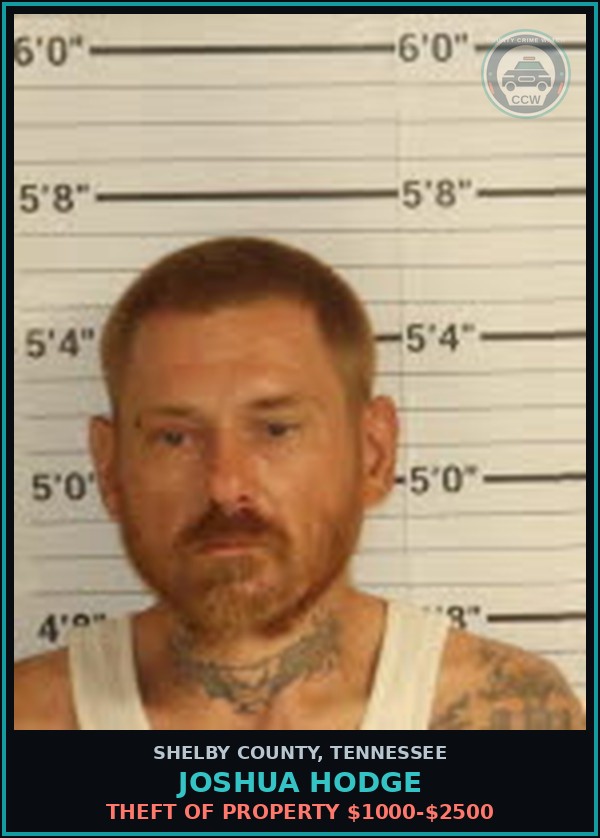 Booking mugshot of JOSHUA HODGE in Shelby County
