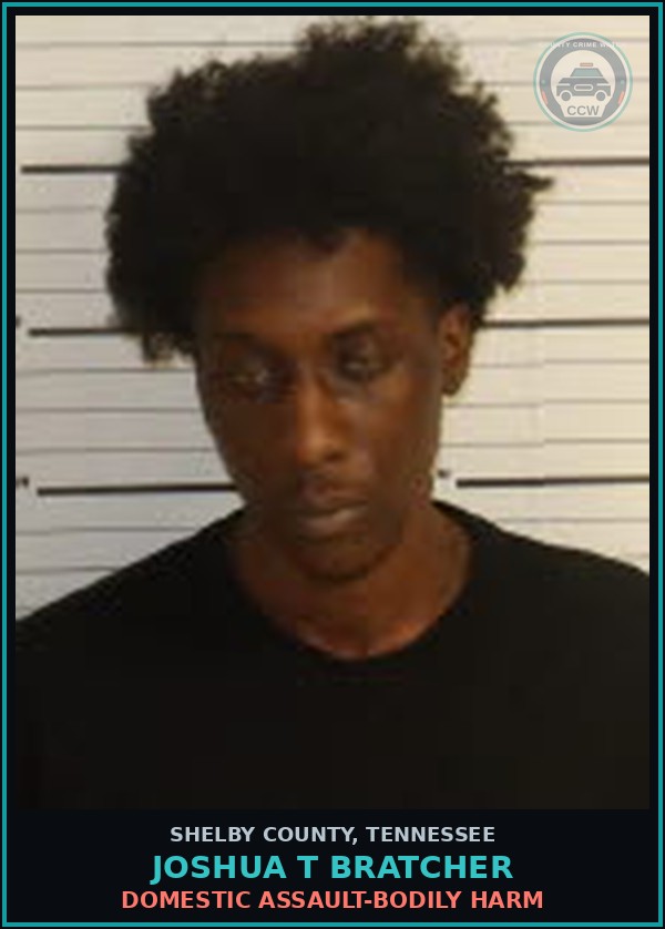 Booking mugshot of JOSHUA T BRATCHER in Shelby County