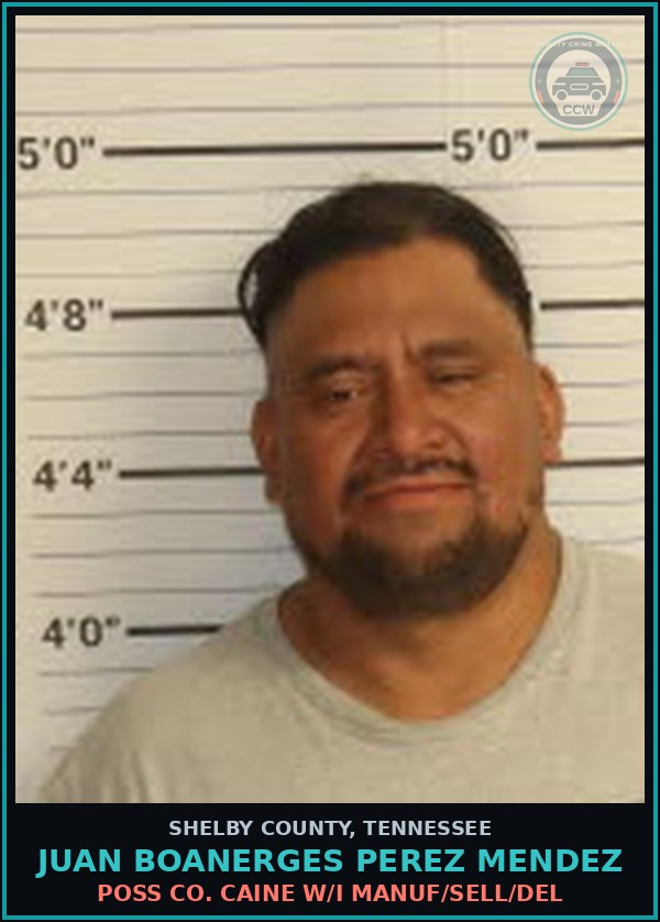 Booking mugshot of JUAN BOANERGES PEREZ MENDEZ in Shelby County