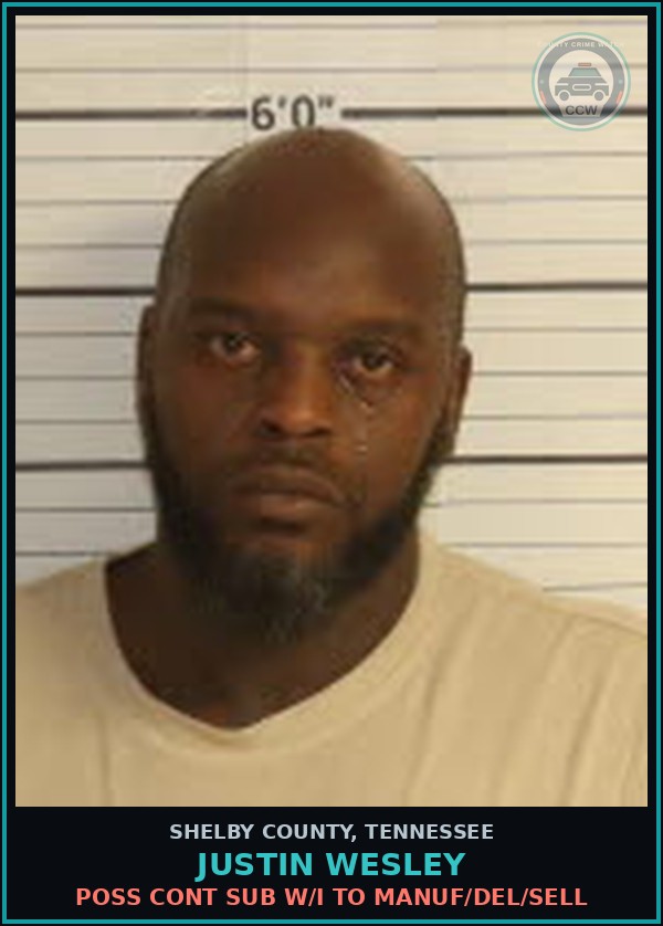 Booking mugshot of JUSTIN WESLEY in Shelby County