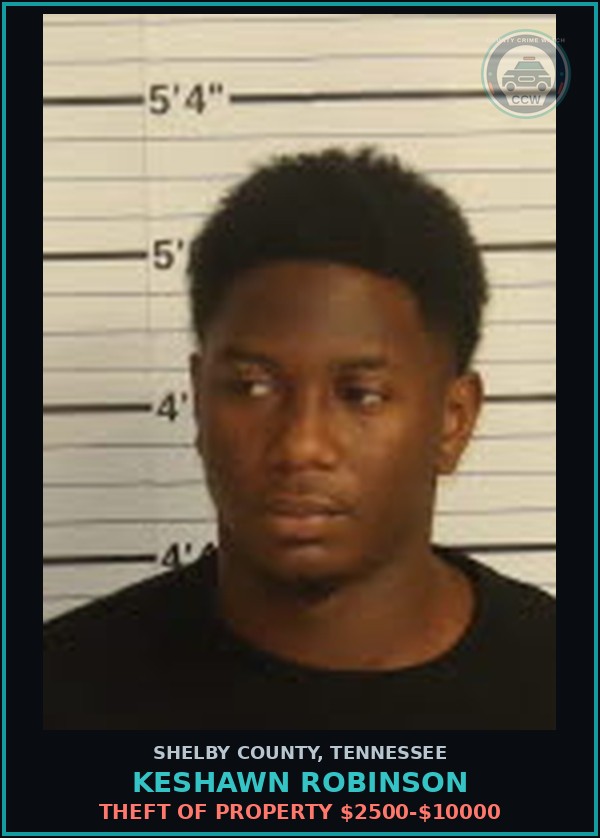 Booking mugshot of KESHAWN ROBINSON in Shelby County
