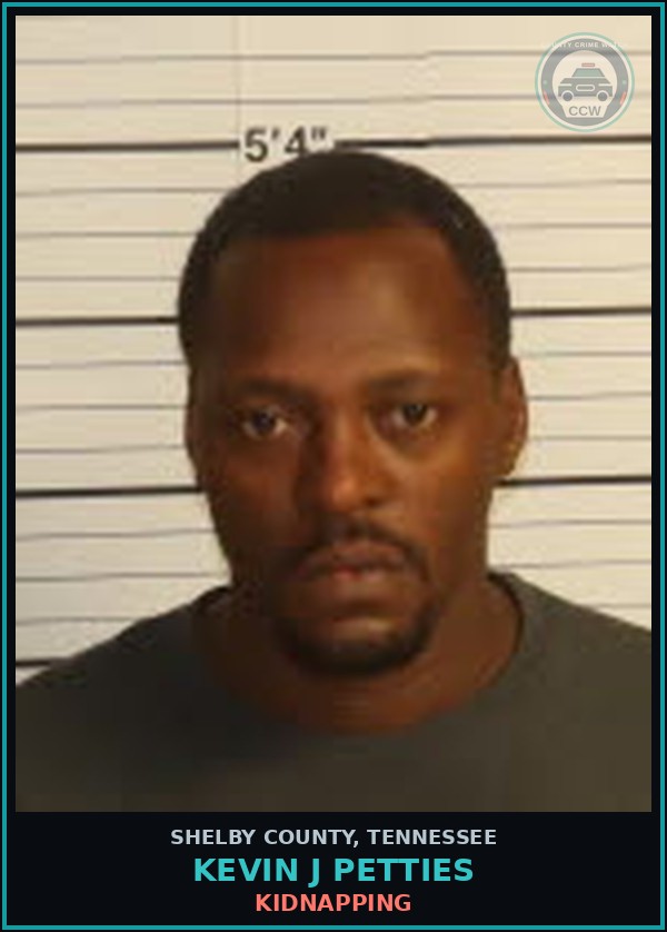 Booking mugshot of KEVIN J PETTIES in Shelby County