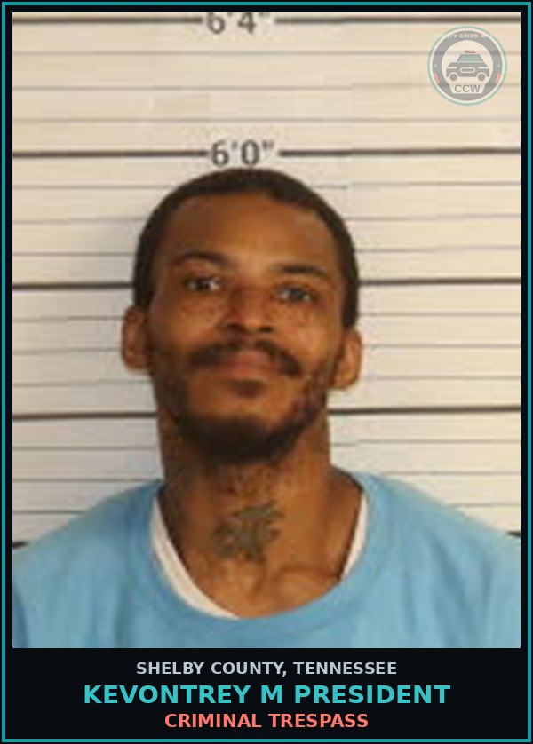 Booking mugshot of KEVONTREY M PRESIDENT in Shelby County