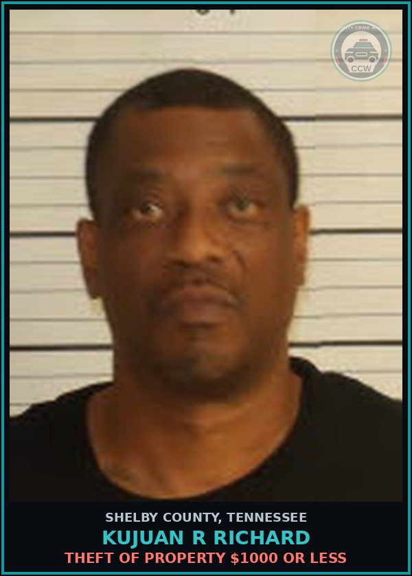 Booking mugshot of KUJUAN R RICHARD in Shelby County