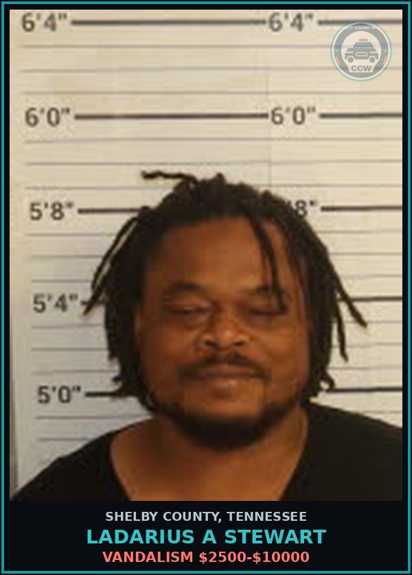 Booking mugshot of LADARIUS A STEWART in Shelby County