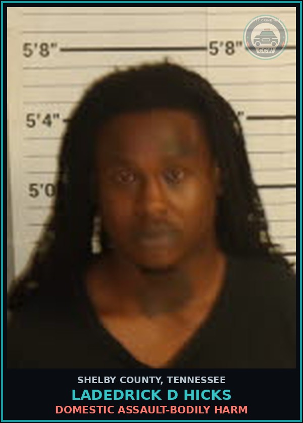Booking mugshot of LADEDRICK D HICKS in Shelby County