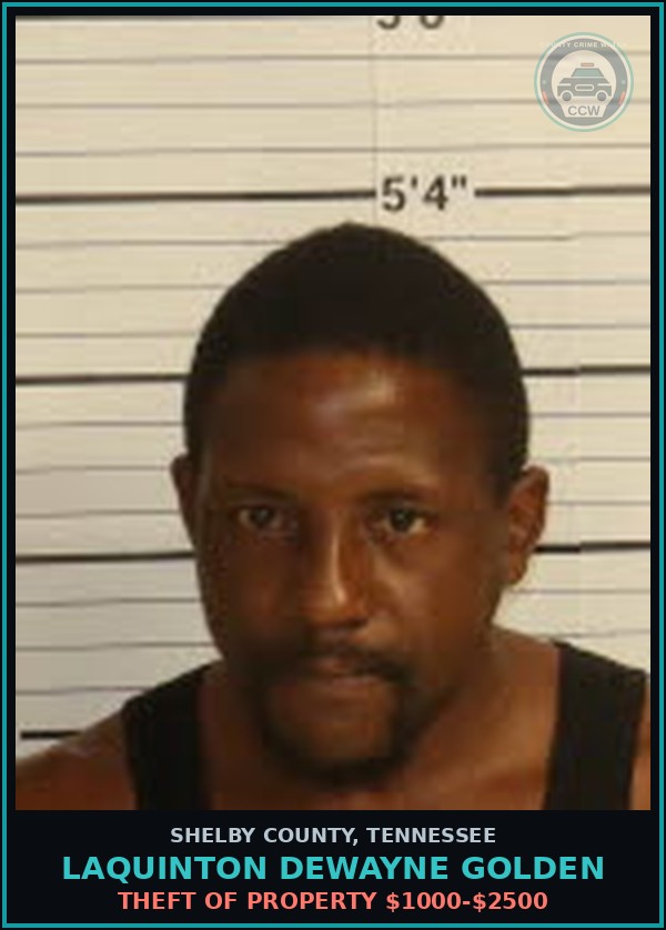 Booking mugshot of LAQUINTON DEWAYNE GOLDEN in Shelby County