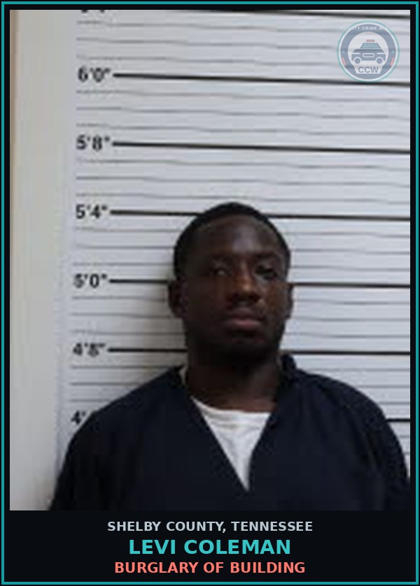 Booking mugshot of LEVI COLEMAN in Shelby County