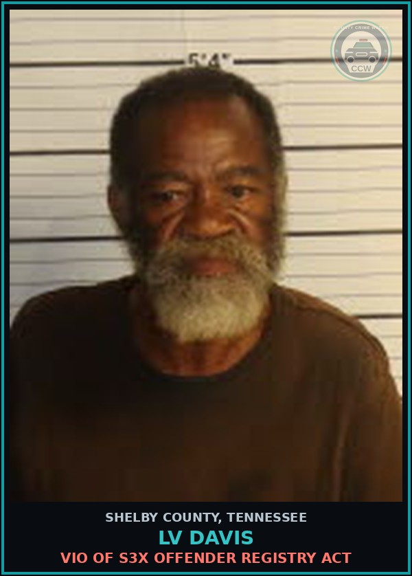 Booking mugshot of LV DAVIS in Shelby County