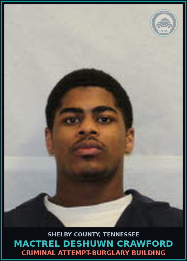 Booking mugshot of MACTREL DESHUWN CRAWFORD in Shelby County