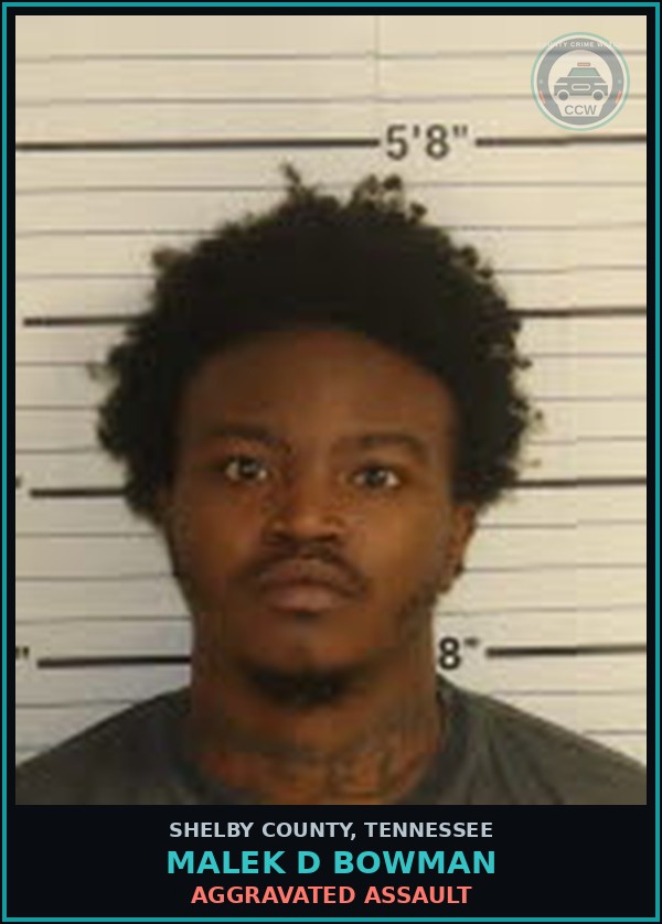 Booking mugshot of MALEK D BOWMAN in Shelby County