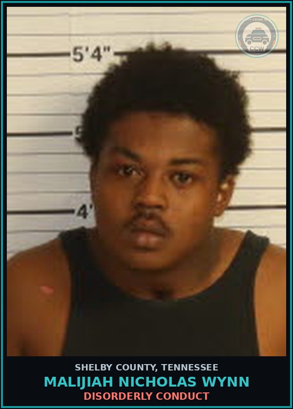 Booking mugshot of MALIJIAH NICHOLAS WYNN in Shelby County