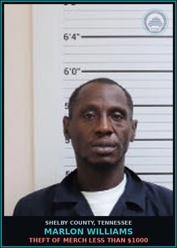 Booking mugshot of MARLON WILLIAMS in Shelby County