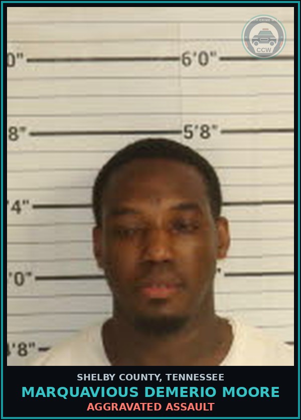 Booking mugshot of MARQUAVIOUS DEMERIO MOORE in Shelby County