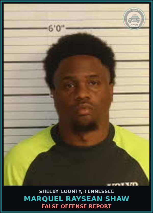 Booking mugshot of MARQUEL RAYSEAN SHAW in Shelby County