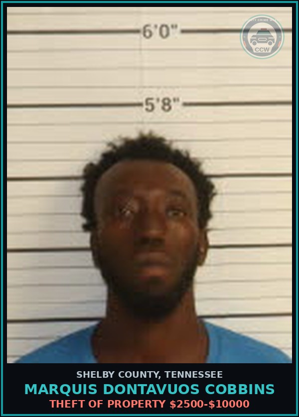 Booking mugshot of MARQUIS DONTAVUOS COBBINS in Shelby County