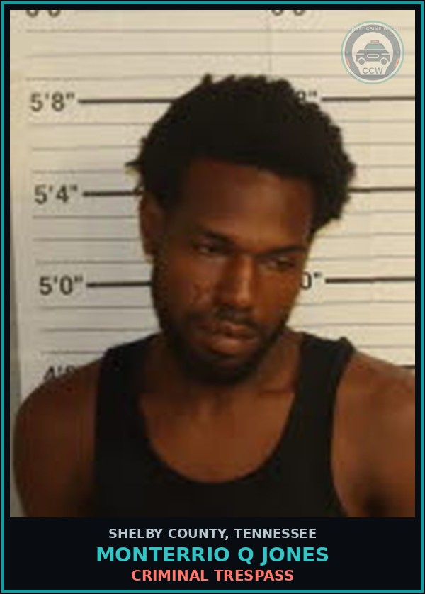 Booking mugshot of MONTERRIO Q JONES in Shelby County
