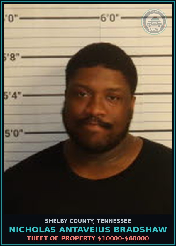 Booking mugshot of NICHOLAS ANTAVEIUS BRADSHAW in Shelby County