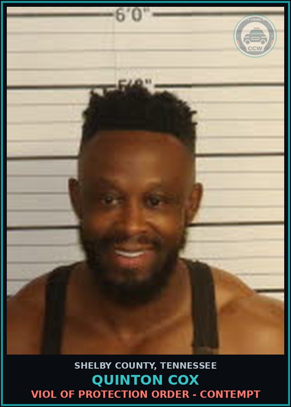 Booking mugshot of QUINTON COX in Shelby County