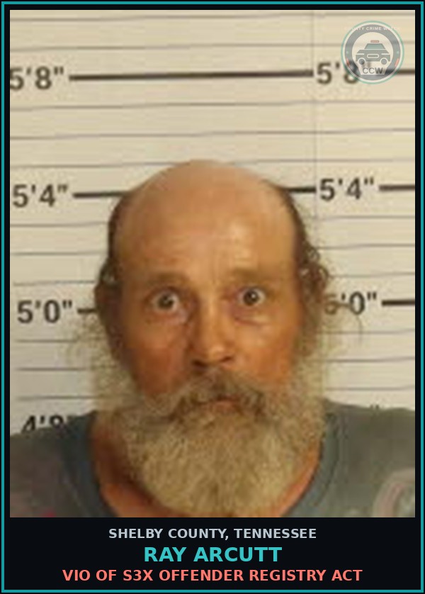 Booking mugshot of RAY ARCUTT in Shelby County