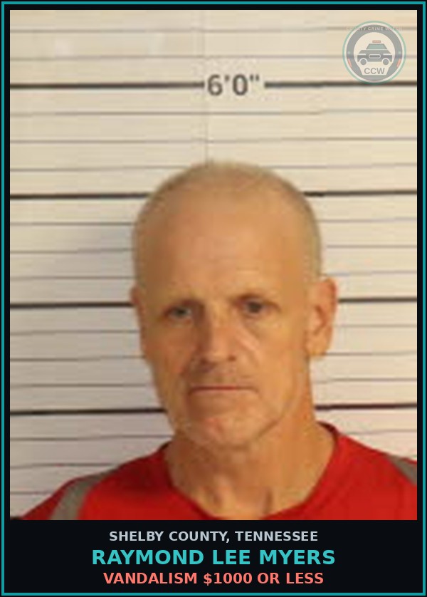 Booking mugshot of RAYMOND LEE MYERS in Shelby County