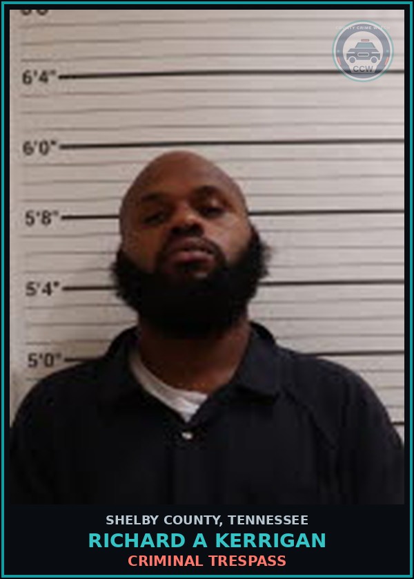Booking mugshot of RICHARD A KERRIGAN in Shelby County