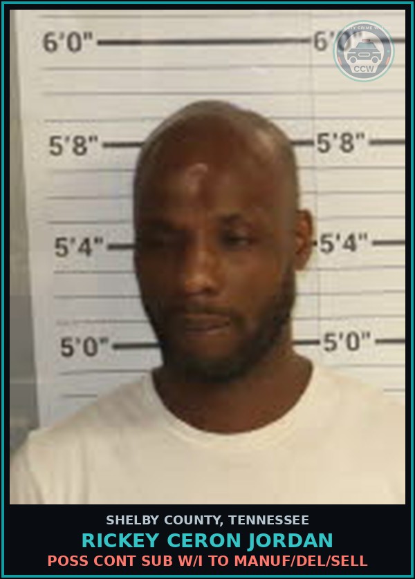 Booking mugshot of RICKEY CERON JORDAN in Shelby County
