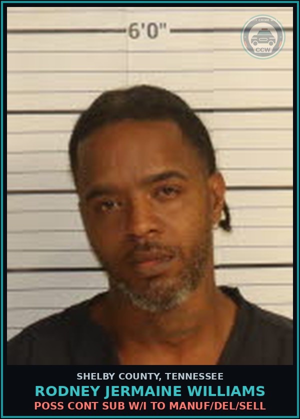 Booking mugshot of RODNEY JERMAINE WILLIAMS in Shelby County