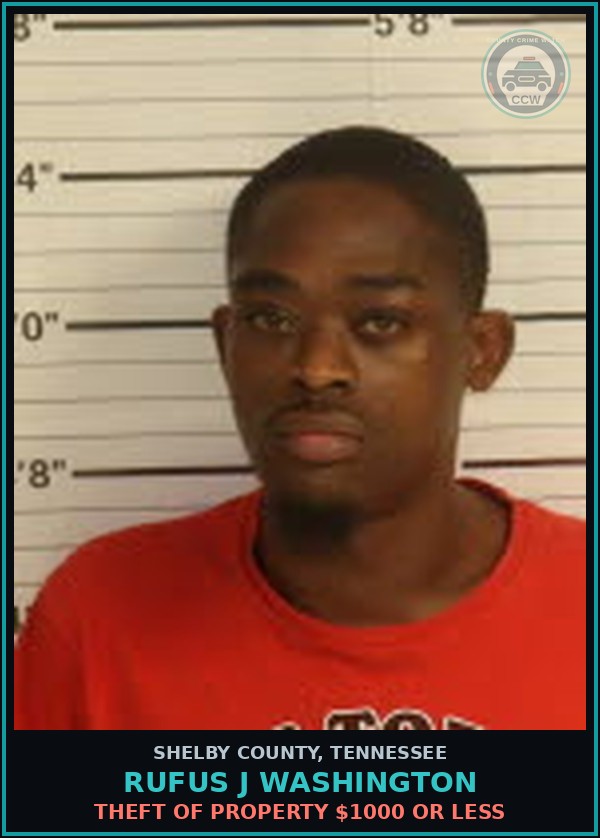 Booking mugshot of RUFUS J WASHINGTON in Shelby County