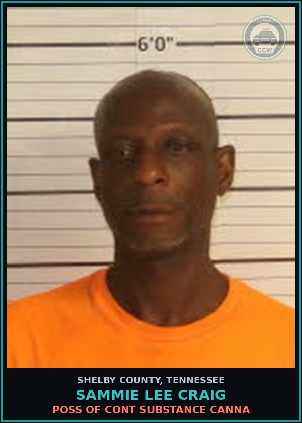 Booking mugshot of SAMMIE LEE CRAIG in Shelby County