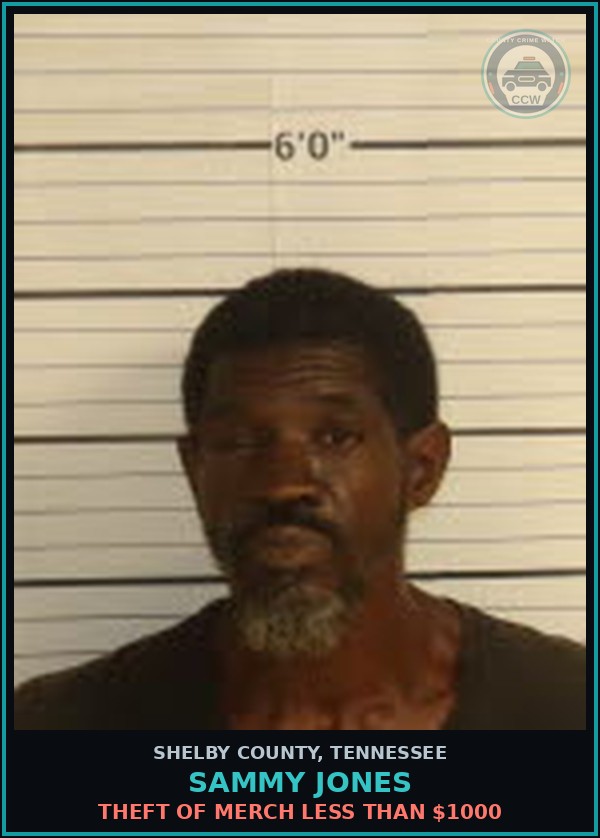 Booking mugshot of SAMMY JONES in Shelby County