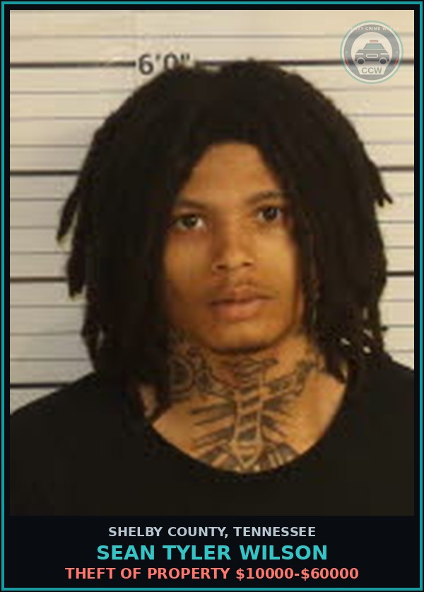 Booking mugshot of SEAN TYLER WILSON in Shelby County