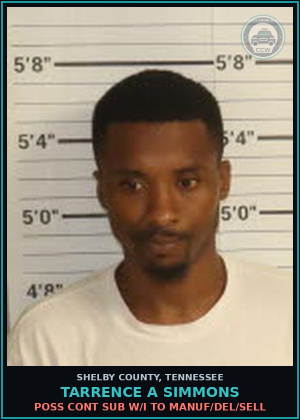 Booking mugshot of TARRENCE A SIMMONS in Shelby County