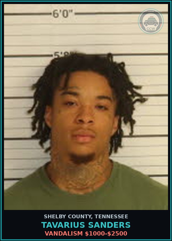 Booking mugshot of TAVARIUS SANDERS in Shelby County