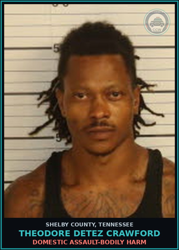 Booking mugshot of THEODORE DETEZ CRAWFORD in Shelby County