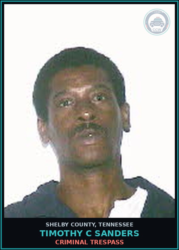 Booking mugshot of TIMOTHY C SANDERS in Shelby County