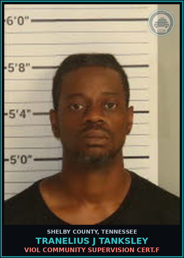 Booking mugshot of TRANELIUS J TANKSLEY in Shelby County