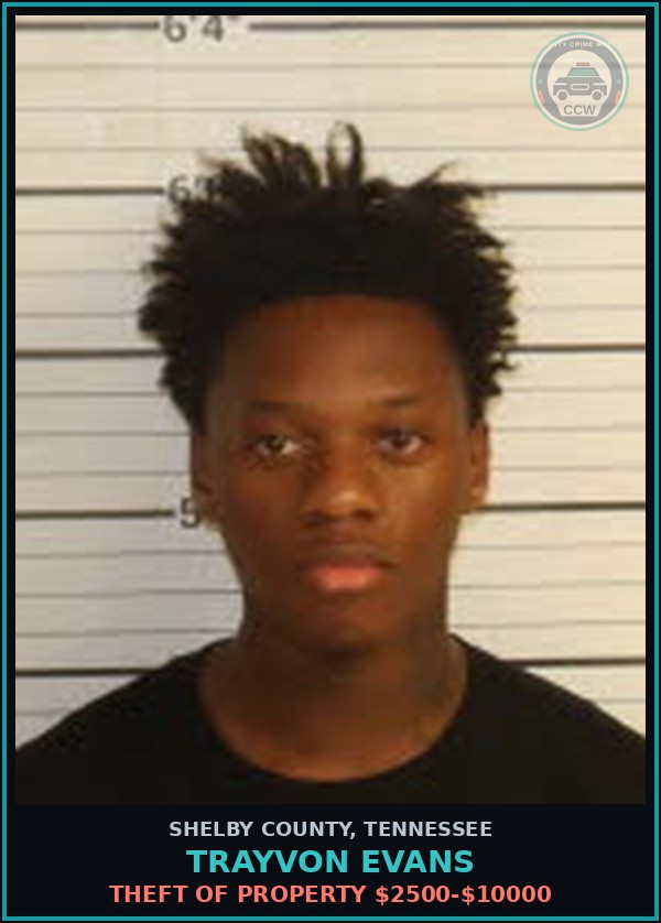 Booking mugshot of TRAYVON EVANS in Shelby County
