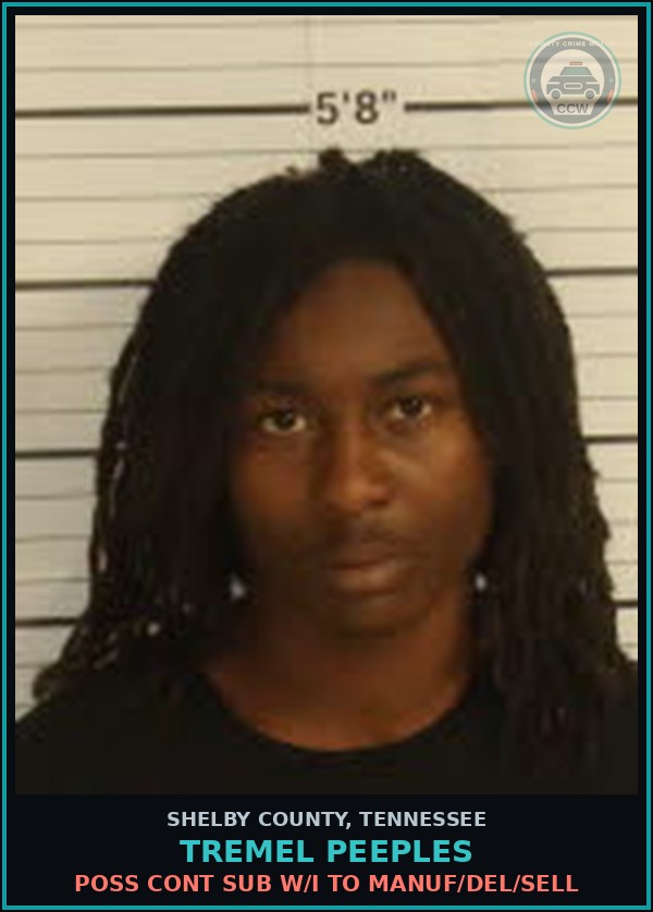 Booking mugshot of TREMEL PEEPLES in Shelby County