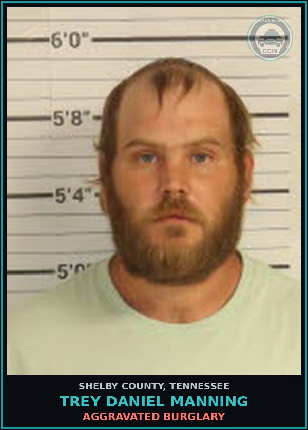Booking mugshot of TREY DANIEL MANNING in Shelby County