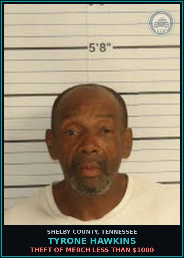 Booking mugshot of TYRONE HAWKINS in Shelby County
