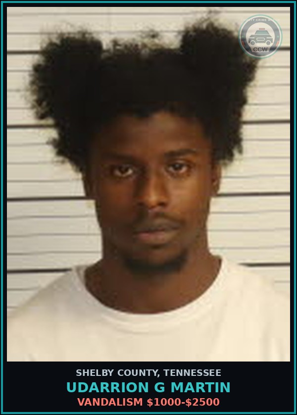 Booking mugshot of UDARRION G MARTIN in Shelby County