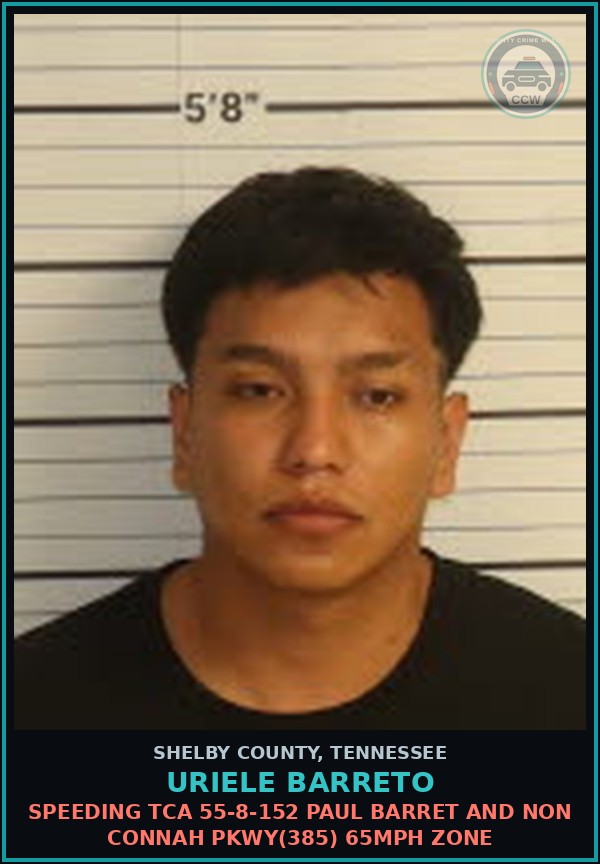 Booking mugshot of URIELE BARRETO in Shelby County