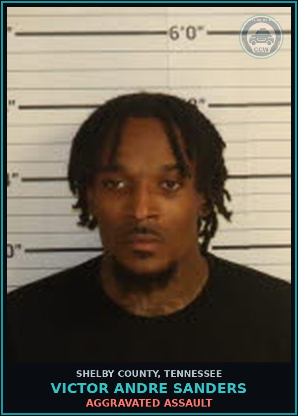 Booking mugshot of VICTOR ANDRE SANDERS in Shelby County