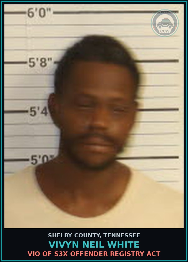 Booking mugshot of VIVYN NEIL WHITE in Shelby County